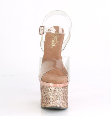 Rose Gold Multi Glitter Strap Heel